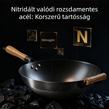 Öntöttvas wok ananász mintával, sík aljzattal, kínai stílusú, modell Sh-lhcg-30