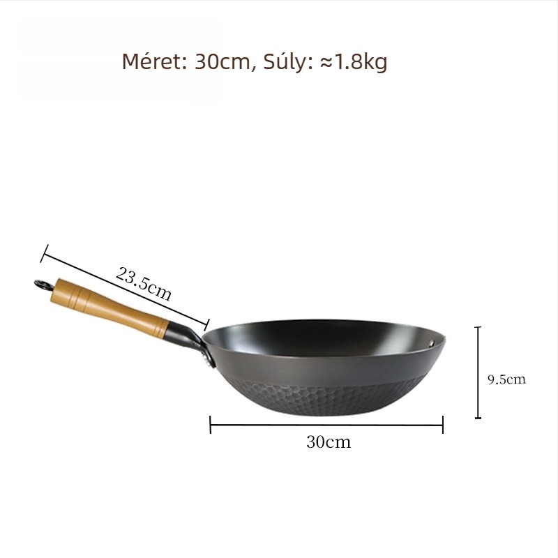 Öntöttvas wok ananász mintával, sík aljzattal, kínai stílusú, modell Sh-lhcg-30
