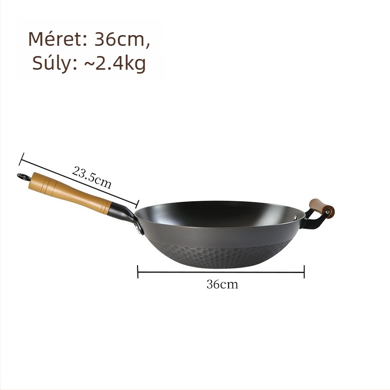 Öntöttvas wok ananász mintával, sík aljzattal, kínai stílusú, modell Sh-lhcg-30