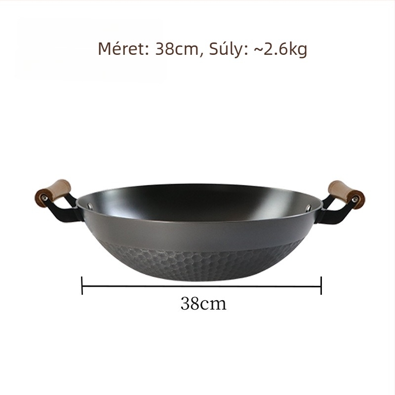 Öntöttvas wok ananász mintával, sík aljzattal, kínai stílusú, modell Sh-lhcg-30