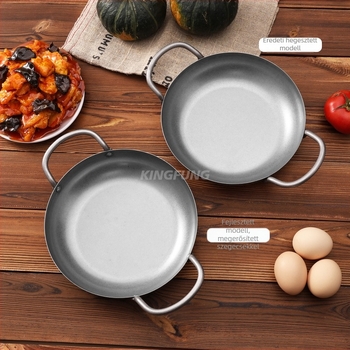 Rozsdamentes acél serpenyő kettős fogantyúval, 5 cm mély, 413 g, egyetlen aljzattal