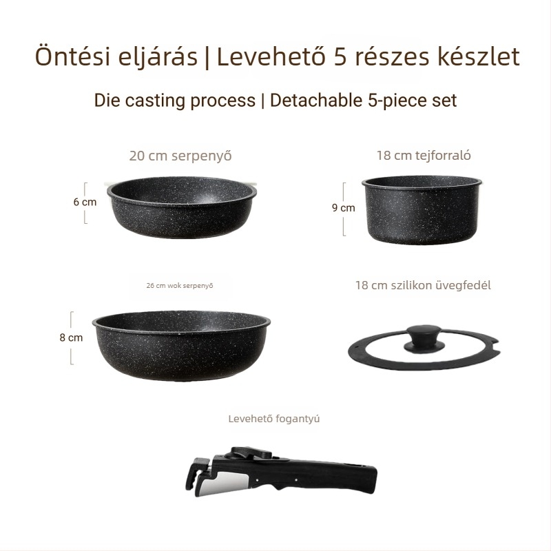 Leválasztható edénykészlet tapadásmentes bevonattal Maifan kővel – teljes edénykészlet