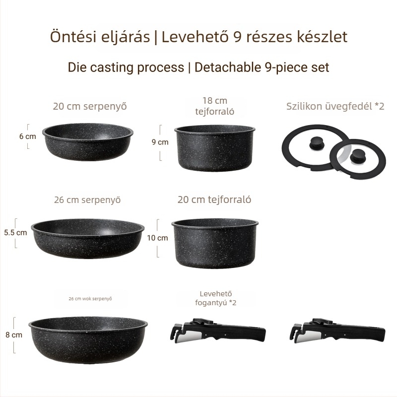 Leválasztható edénykészlet tapadásmentes bevonattal Maifan kővel – teljes edénykészlet