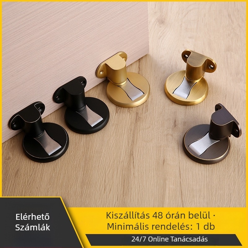 Padlóra szerelt ajtózáró automatikus vezérléssel, réz, polírozott felület, modell Home Arts -003, új kínai stílus.