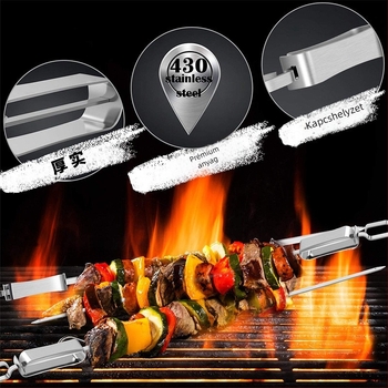 SHI.CC rozsdamentes acél BBQ nyársak – 100 darabos újrafelhasználható készlet, modern minimalist stílus