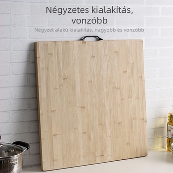 Bambusz vágódeszka, négyzet alakú, vastagított kivitel, konyhai előkészítéshez, háztartási használatra.