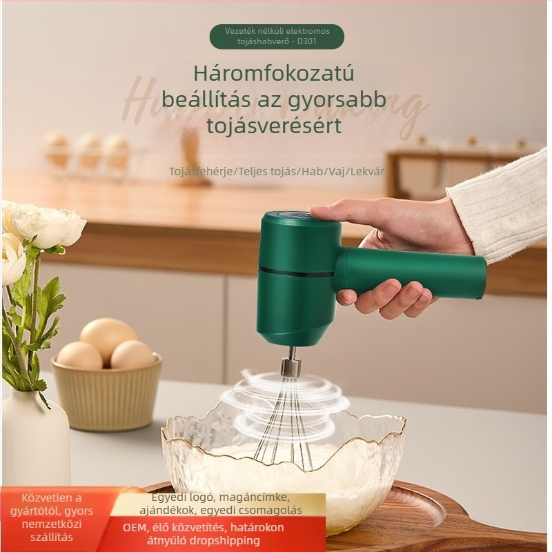 Vezeték nélküli kézi tojáshabosító krémekhez és süteményekhez — 20W, 5V, 50Hz, PP ház