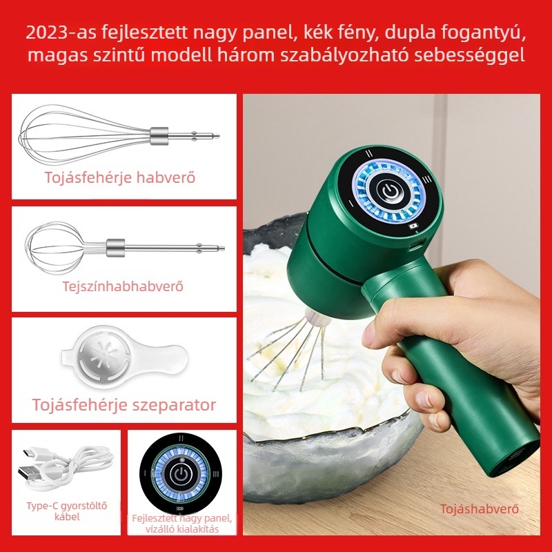 Vezeték nélküli kézi tojáshabosító krémekhez és süteményekhez — 20W, 5V, 50Hz, PP ház