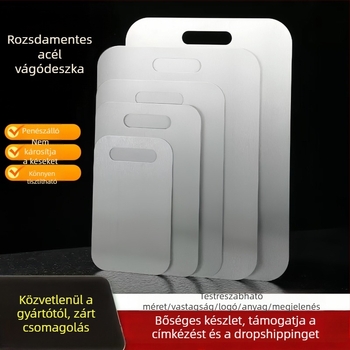 Kétoldalas rozsdamentes acél vágódeszka, penészálló, vastag, tészta nyújtásához és zöldségek szeleteléséhez