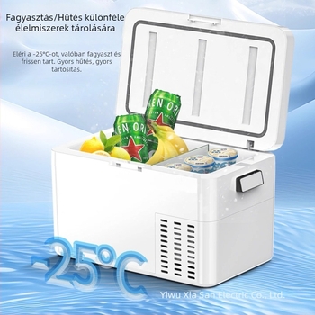 Amoi Xiaoxin autóhűtő kompresszorral, 20 L, hordozható, izolált mini hűtő autóhoz, kollégiumba és otthonra
