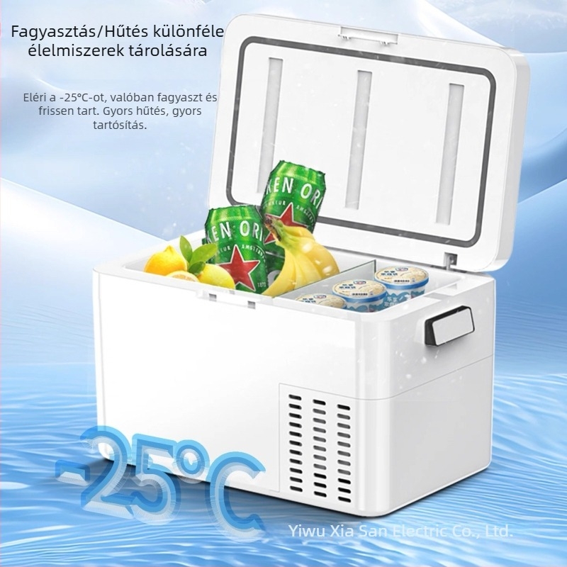 Amoi Xiaoxin autóhűtő kompresszorral, 20 L, hordozható, izolált mini hűtő autóhoz, kollégiumba és otthonra
