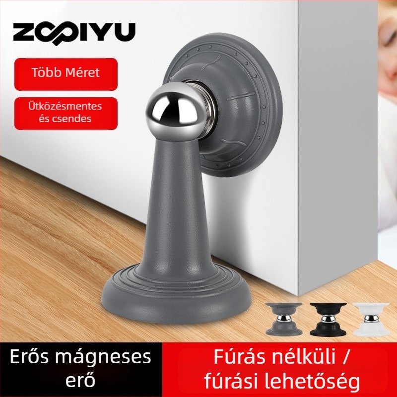 Műanyag ajtóstop szilikonból és nikkelezett vasból, fali szerelés, standard kialakítás, kézi működtetés