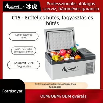 Kompreszoros autós hűtő, 16-20L, 12V/24V, 60W, -20°C-ig hűtés, testreszabható