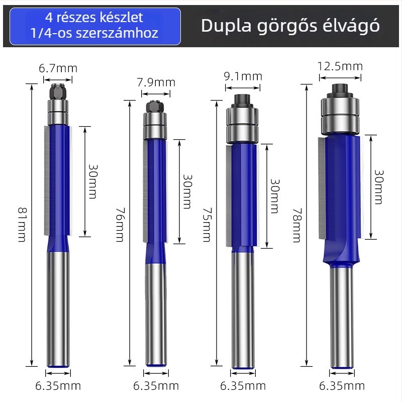 Faipari maró készlet kettős csapágyakkal és kettős élű vágófejekkel