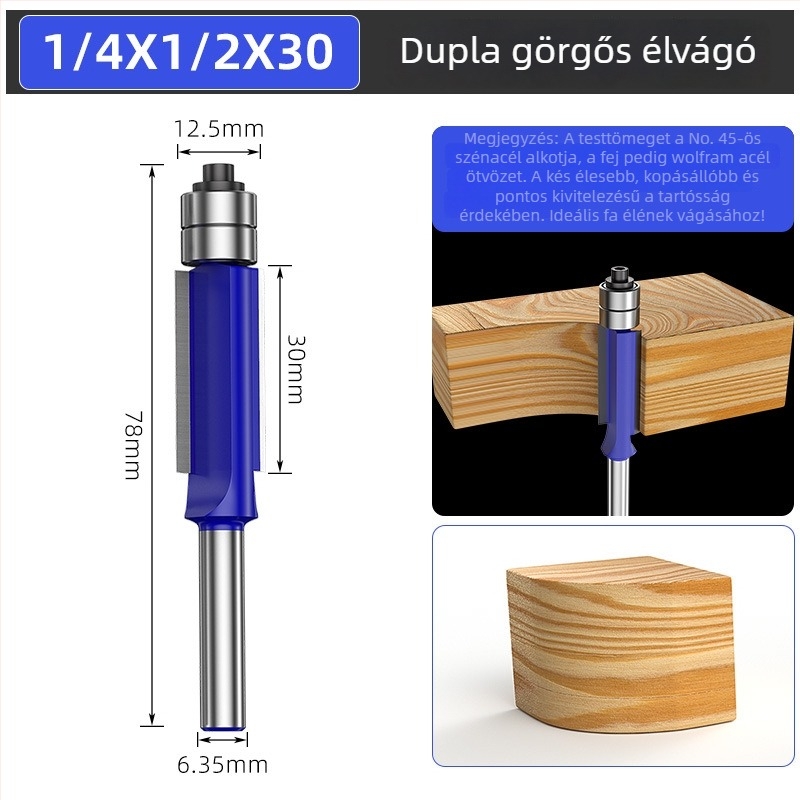 Faipari maró készlet kettős csapágyakkal és kettős élű vágófejekkel