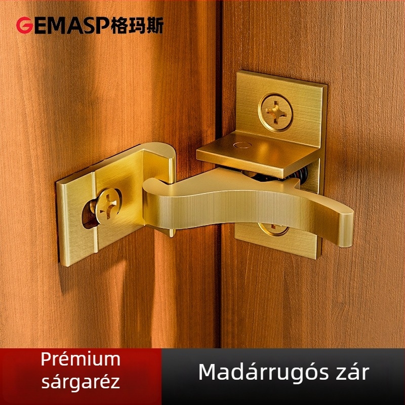 Masszív sárgaréz madár toggle csavar ajtózárhoz – F-típusú retesz, anyag: sárgaréz, elektroplatázott felület, modern minimalist stílus