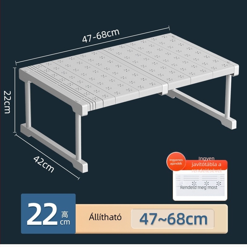 Kinyúló konyhai tároló polc – Többfunkciós, Anyag: szénacél + PS + PP, Modern, minimalist design, 2023-ban bemutatva
