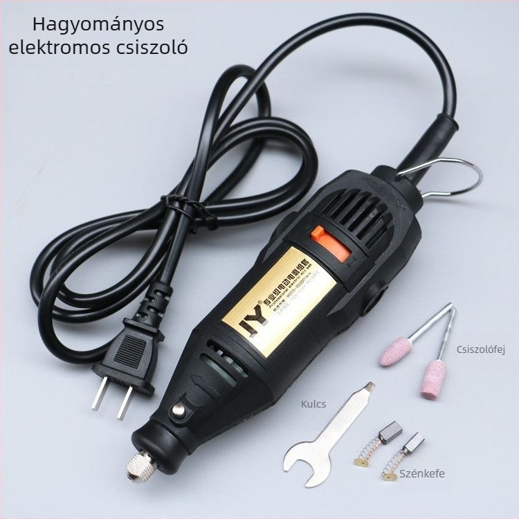 Többfunkciós elektromos fúró gravírozáshoz, faragáshoz, vágáshoz és polírozáshoz — 5V tápegység, sebességszabályozás nélkül