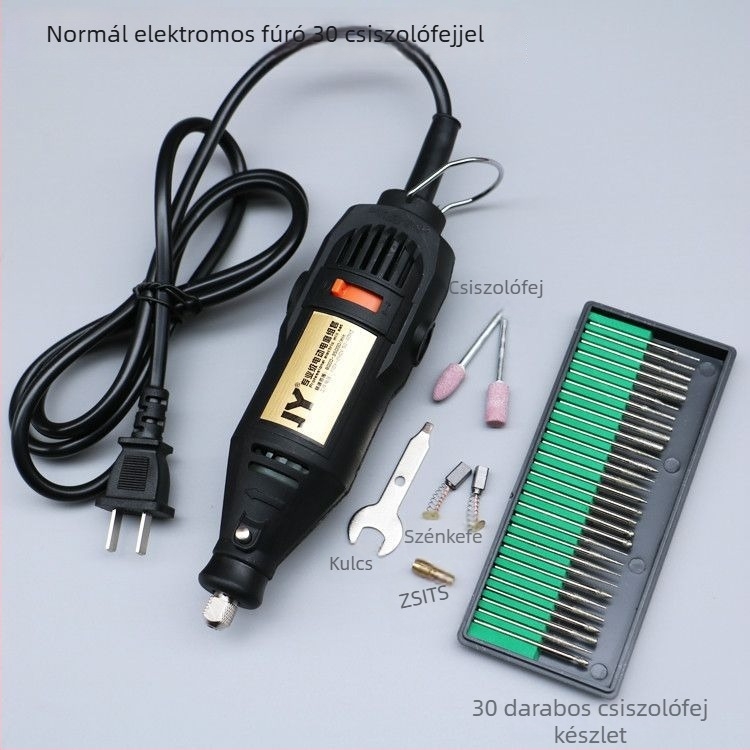 Többfunkciós elektromos fúró gravírozáshoz, faragáshoz, vágáshoz és polírozáshoz — 5V tápegység, sebességszabályozás nélkül