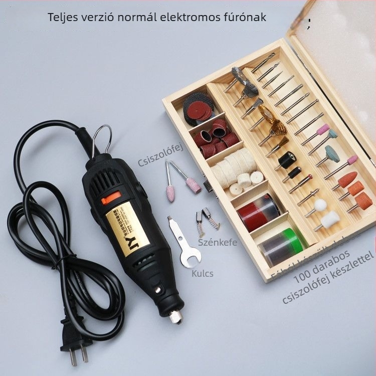 Többfunkciós elektromos fúró gravírozáshoz, faragáshoz, vágáshoz és polírozáshoz — 5V tápegység, sebességszabályozás nélkül