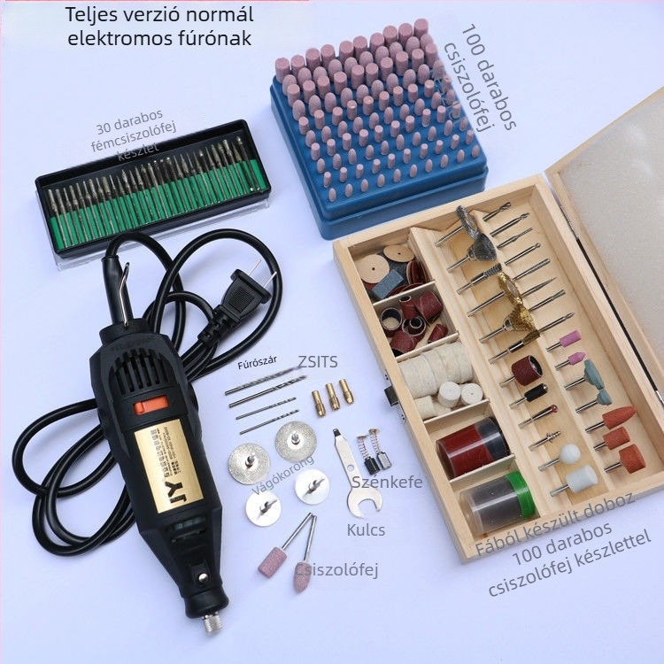 Többfunkciós elektromos fúró gravírozáshoz, faragáshoz, vágáshoz és polírozáshoz — 5V tápegység, sebességszabályozás nélkül