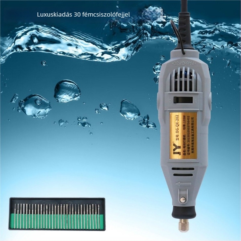 Többfunkciós elektromos fúró gravírozáshoz, faragáshoz, vágáshoz és polírozáshoz — 5V tápegység, sebességszabályozás nélkül