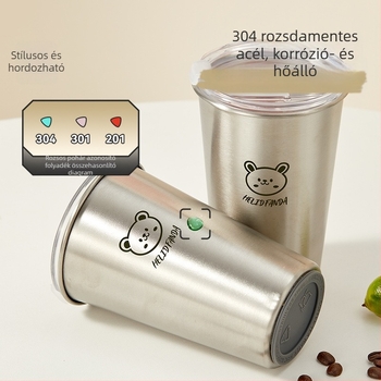 304 rozsdamentes acélból készült kávés pohár, kültéri, hordozható, gyors hűtés, Bear Family minta, logó nyomtatás