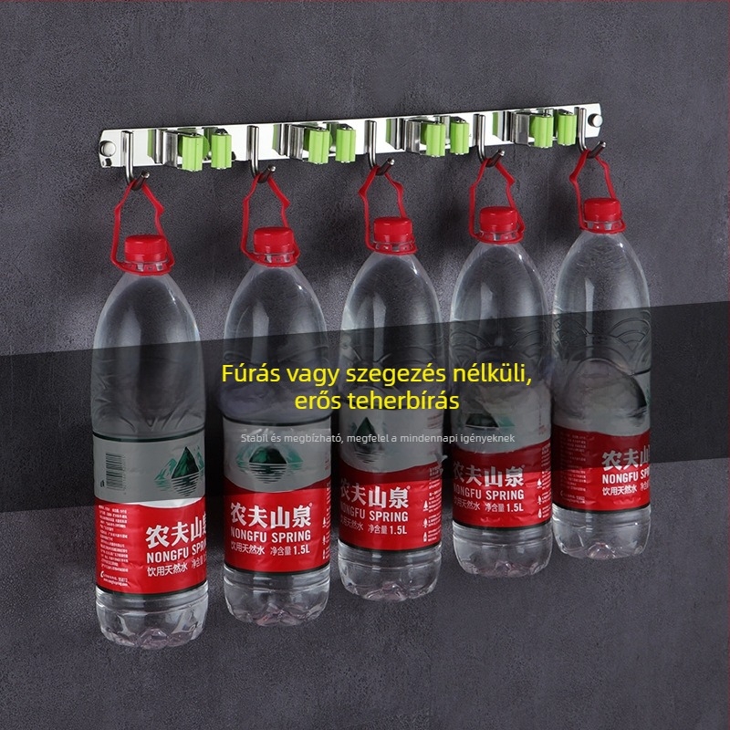 304 rozsdamentes acél felmosó tartó, falra szerelhető fúrás nélkül, fürdőszobai klipsz