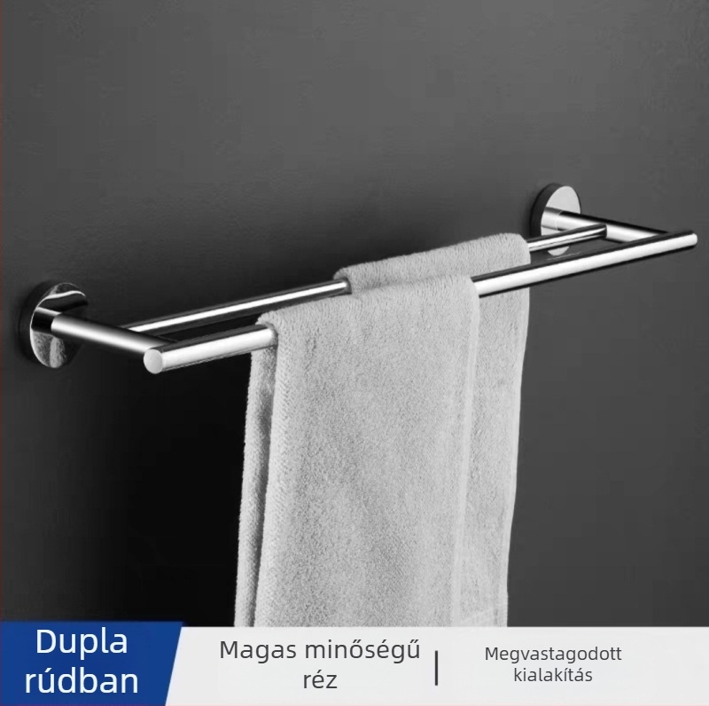 Lang Pai réz fürdőszobai törölközőtartó, 2‑szintes, elektroplatírozott felülettel, 20 kg teherbírás