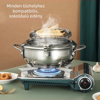 Tempura mélyfőzőedény rozsdamentes acélból, japán stílus, sütés, 8 cm mélység
