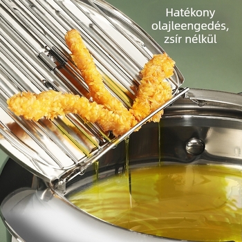 Tempura mélyfőzőedény rozsdamentes acélból, japán stílus, sütés, 8 cm mélység