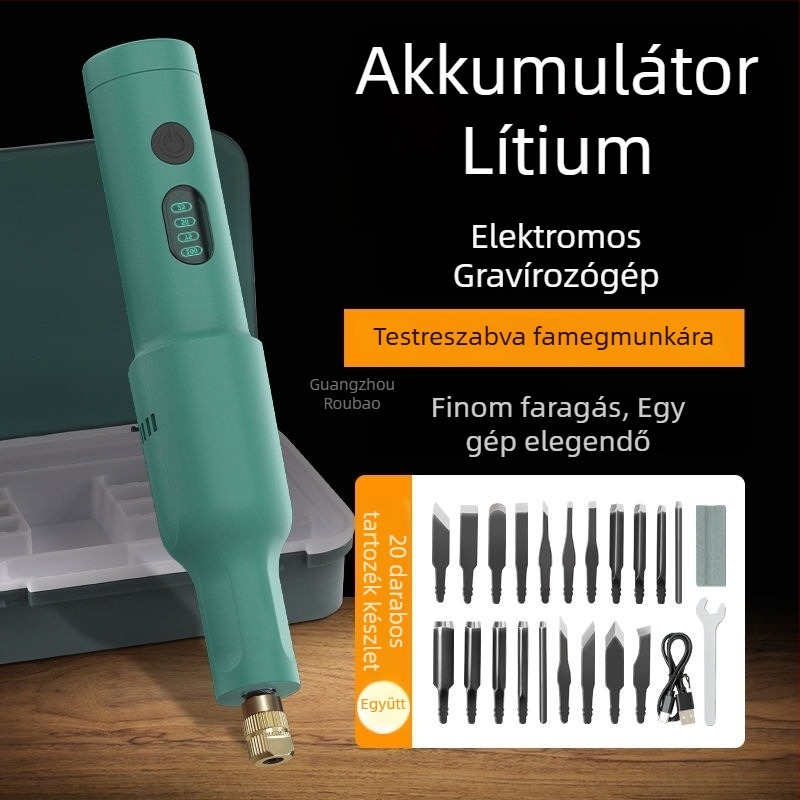 Töltővel újratölthető kézi gravíró eszköz – teljes készlet, univerzális, kompakt kivitel