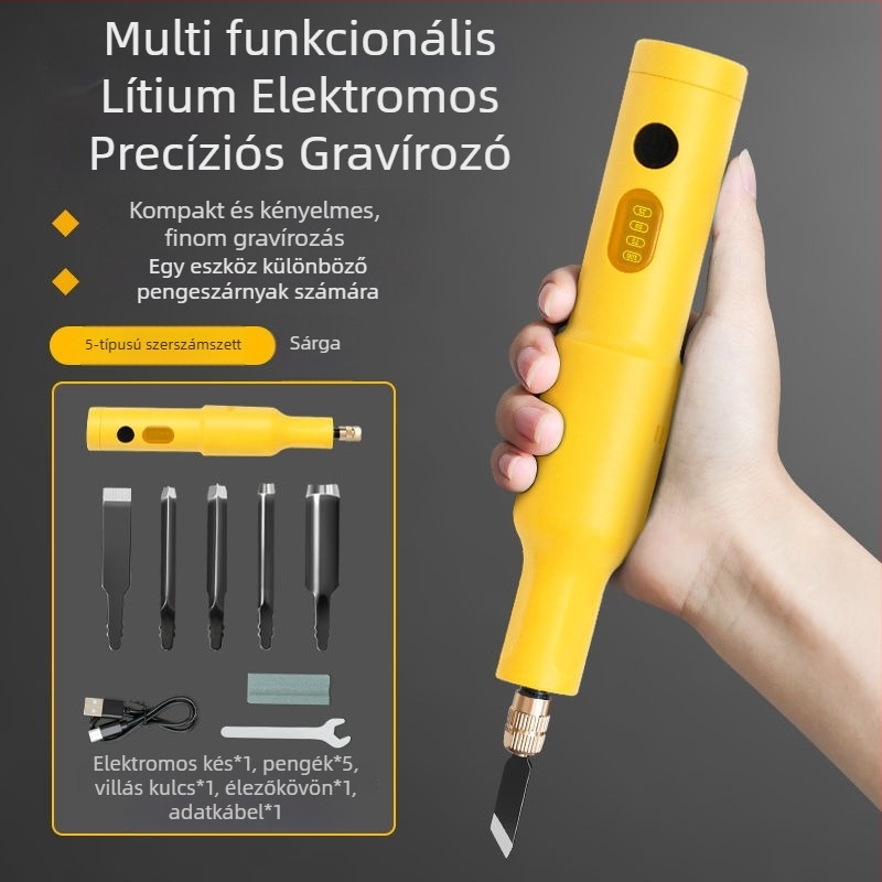 Töltővel újratölthető kézi gravíró eszköz – teljes készlet, univerzális, kompakt kivitel