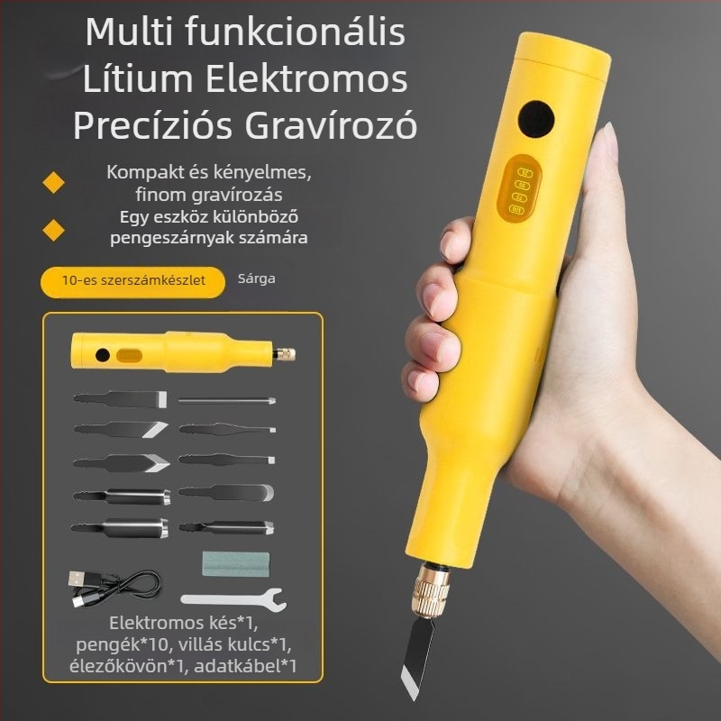 Töltővel újratölthető kézi gravíró eszköz – teljes készlet, univerzális, kompakt kivitel