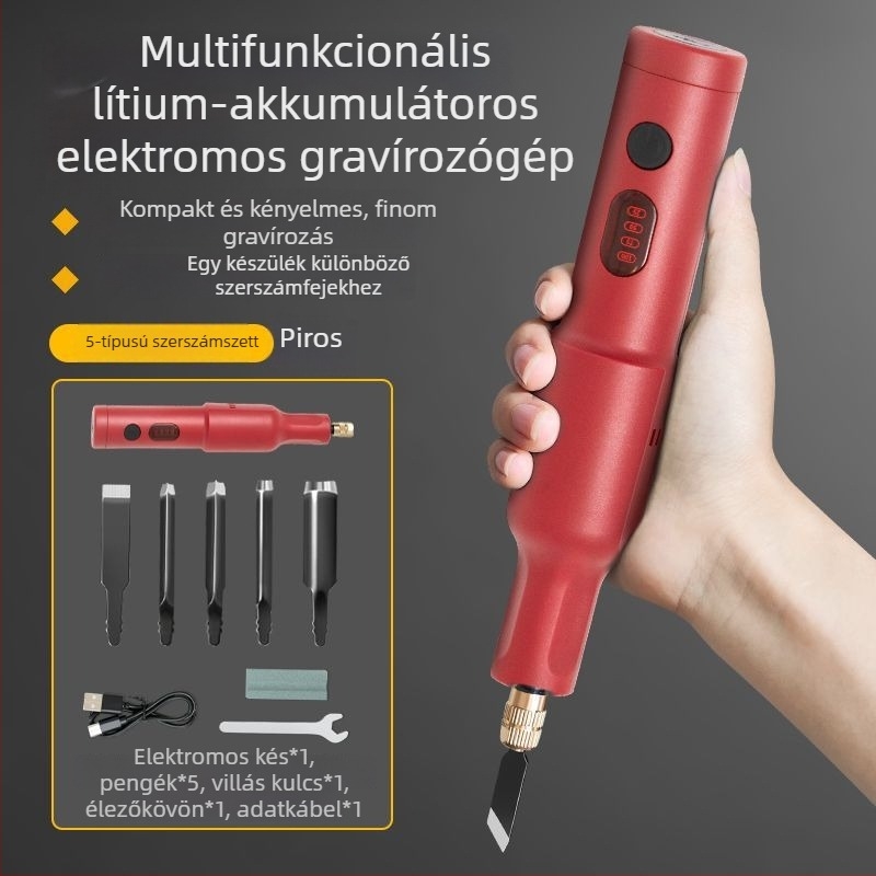Töltővel újratölthető kézi gravíró eszköz – teljes készlet, univerzális, kompakt kivitel