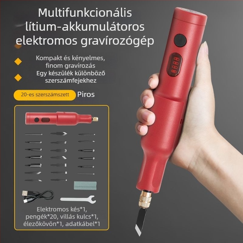 Töltővel újratölthető kézi gravíró eszköz – teljes készlet, univerzális, kompakt kivitel