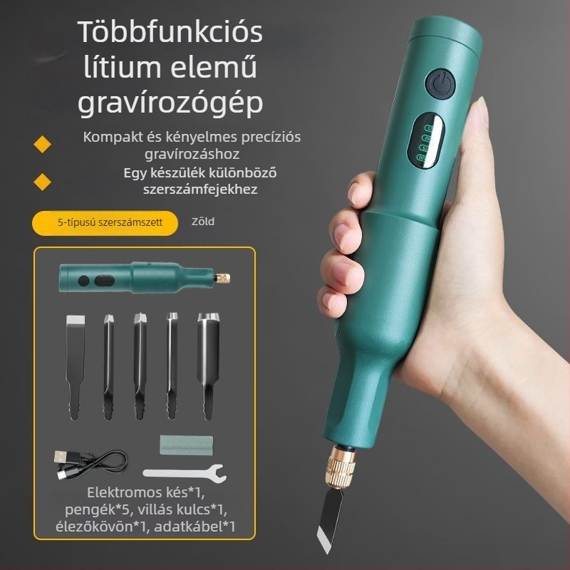 Töltővel újratölthető kézi gravíró eszköz – teljes készlet, univerzális, kompakt kivitel
