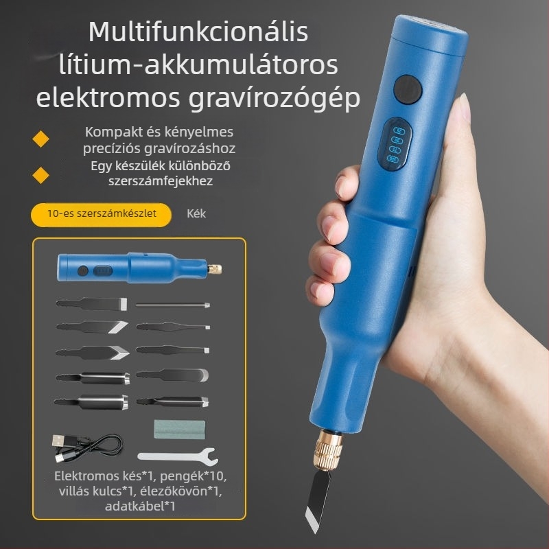Töltővel újratölthető kézi gravíró eszköz – teljes készlet, univerzális, kompakt kivitel
