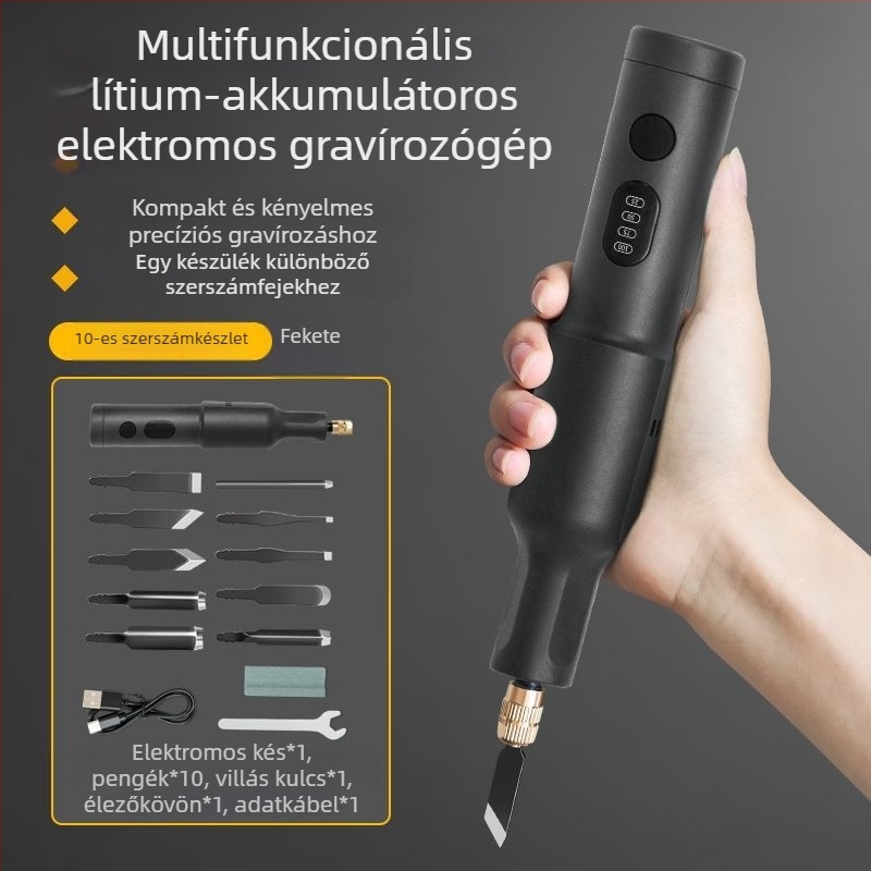 Töltővel újratölthető kézi gravíró eszköz – teljes készlet, univerzális, kompakt kivitel