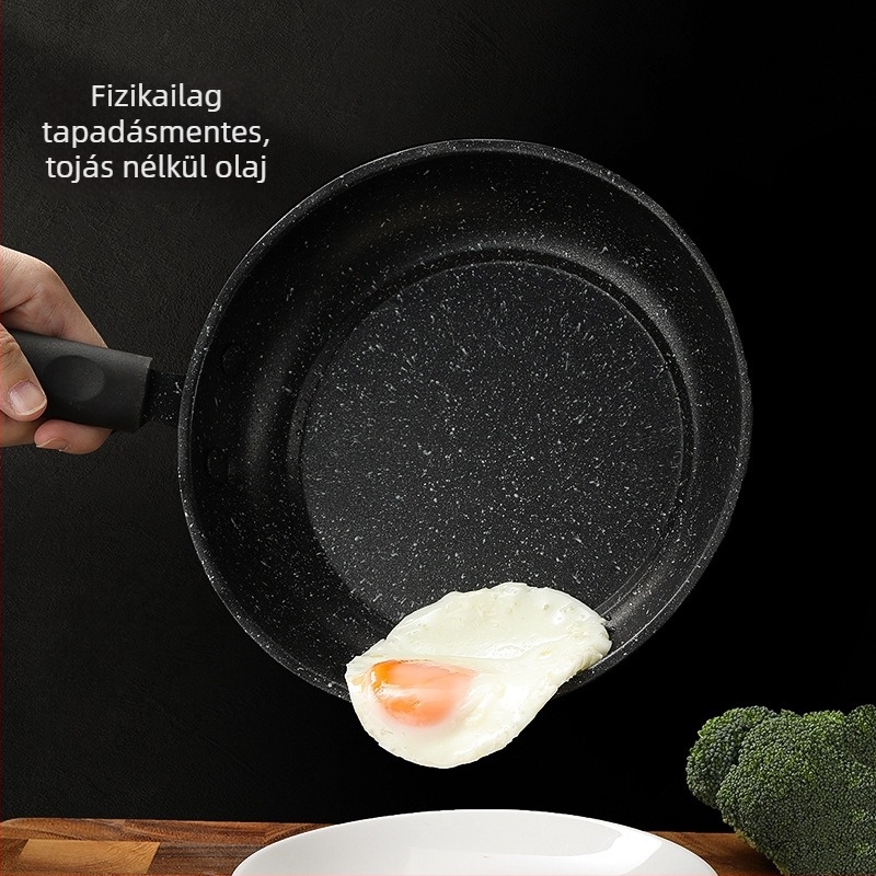 Maifan kőből készült tapadásmentes serpenyő – alkalmas indukciós és gáztűzhelyhez, egylapos aljzat, súly körülbelül 300 g