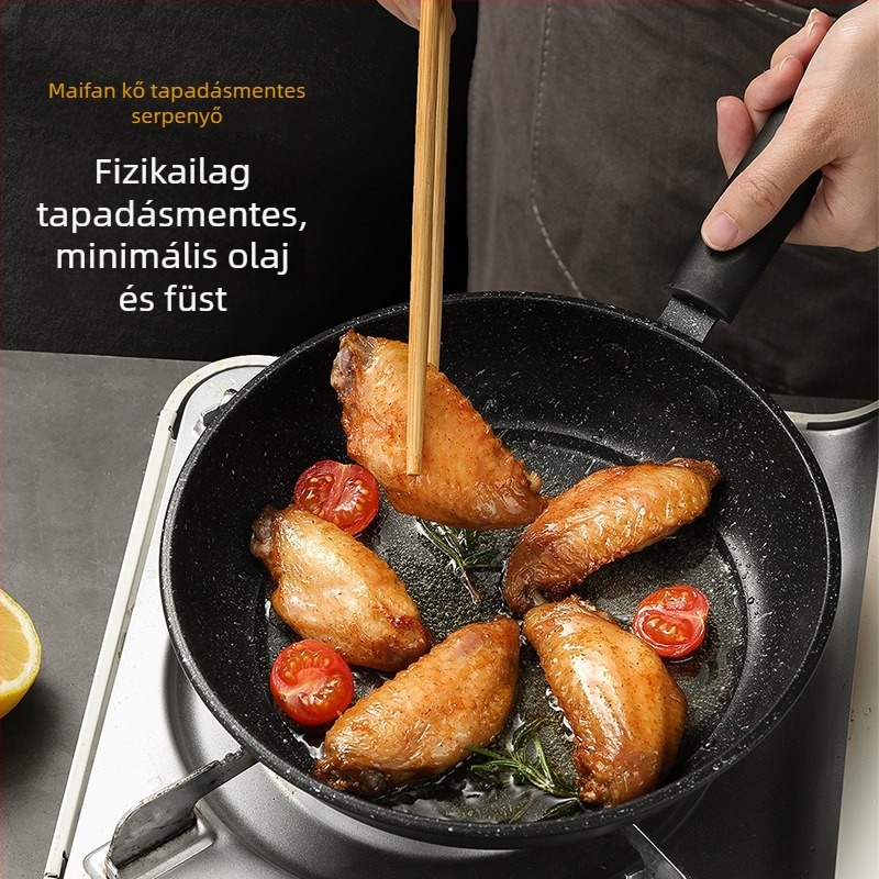 Maifan kőből készült tapadásmentes serpenyő – alkalmas indukciós és gáztűzhelyhez, egylapos aljzat, súly körülbelül 300 g