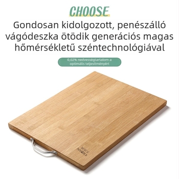 Kétoldalas bambusz vágódeszka háztartási használatra, vastag kialakítású, penészmentes, természetes bambuszból