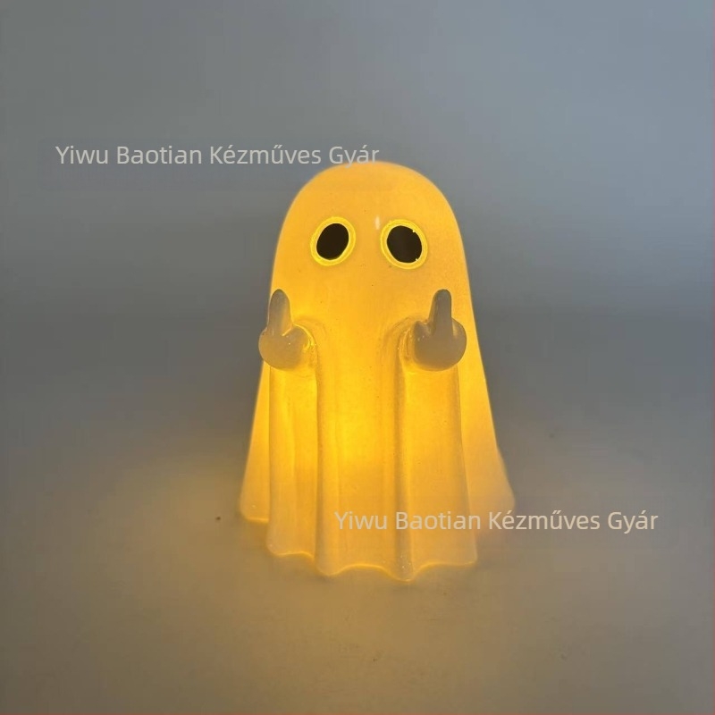 Karikatúra-stílusú szellem dísz gyantából – Halloweenre, asztali és udvari dekoráció