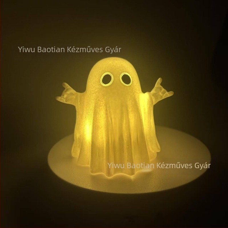 Karikatúra-stílusú szellem dísz gyantából – Halloweenre, asztali és udvari dekoráció