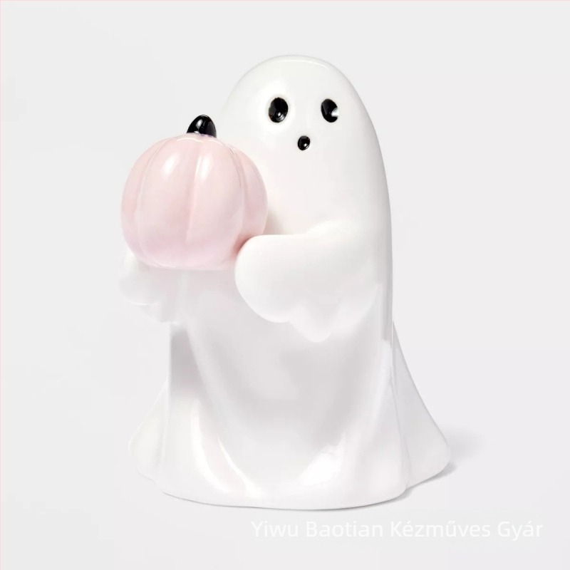 Karikatúra-stílusú szellem dísz gyantából – Halloweenre, asztali és udvari dekoráció
