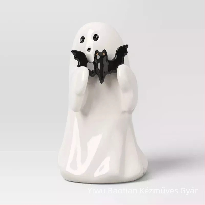 Karikatúra-stílusú szellem dísz gyantából – Halloweenre, asztali és udvari dekoráció