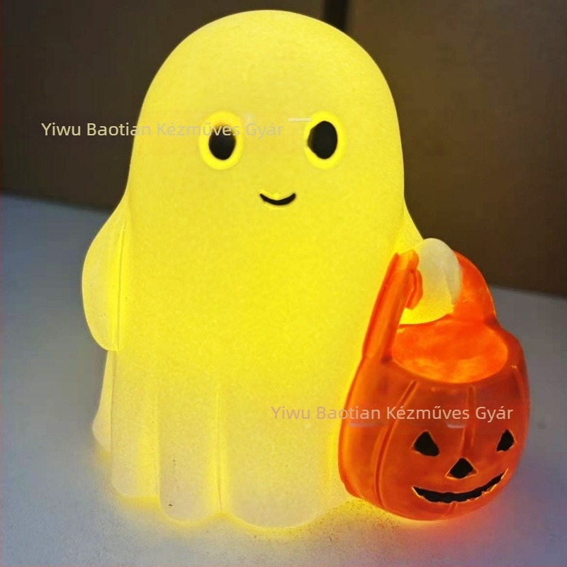 Karikatúra-stílusú szellem dísz gyantából – Halloweenre, asztali és udvari dekoráció