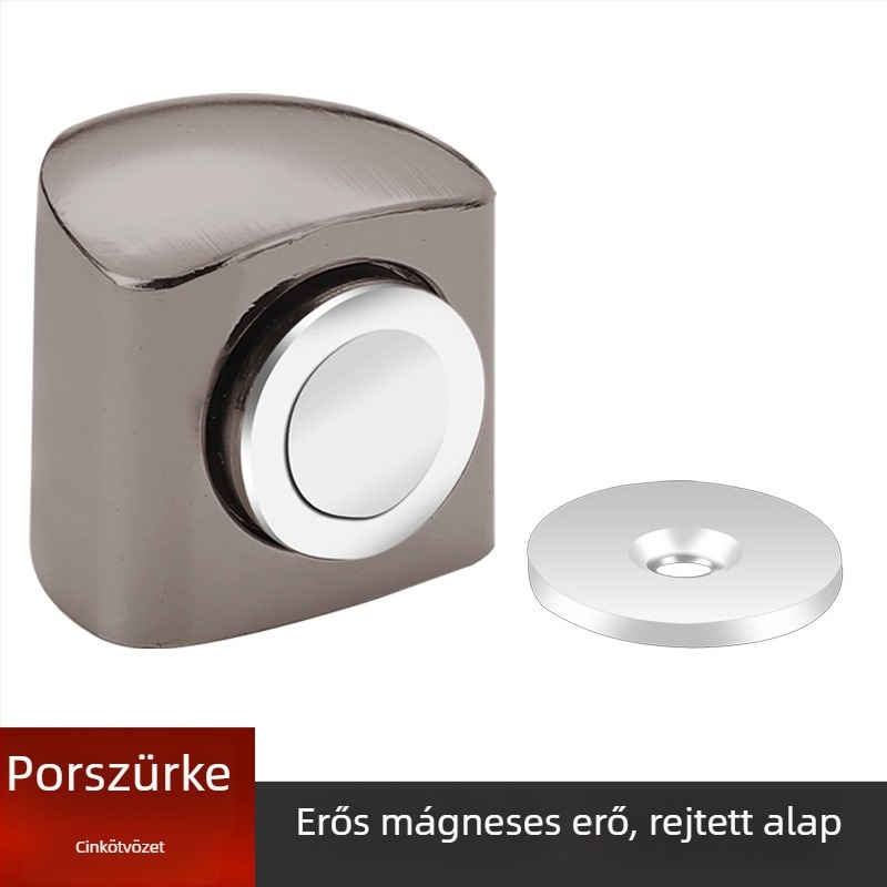 Szív alakú talajszívó ajtóstop, cinkötvözet, polírozott/krómozott felület, padlóra szerelve, manuális működtetés