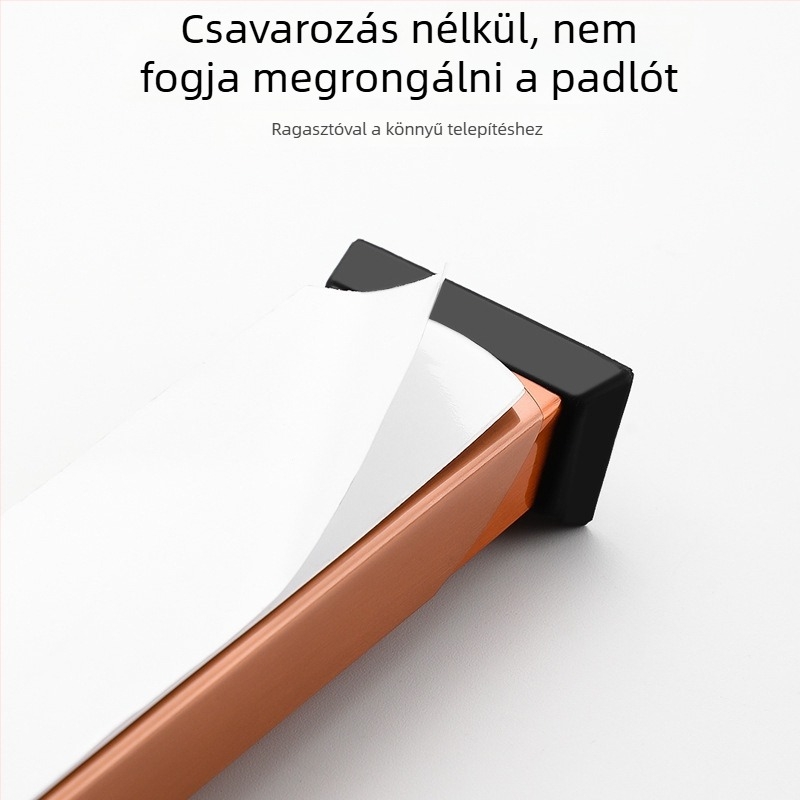 Rozsdamentes acél ajtóstop, kefével kezelt felület, kinyújtott kialakítás.