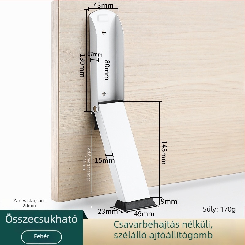 Rozsdamentes acél ajtóstop, kefével kezelt felület, kinyújtott kialakítás.